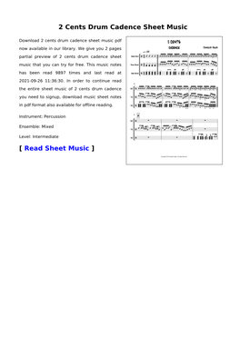 2 Cents Drum Cadence Sheet Music