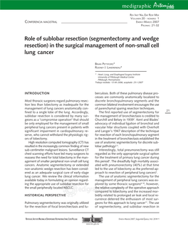 Segmentectomy and Wedge Resection) in the Surgical Management of Non-Small Cell Lung Cancer