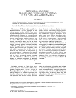 Distribution of Clitoria (Leguminosae: Phaseoleae: Clitoriinae) in the Flora Mesoamericana Area