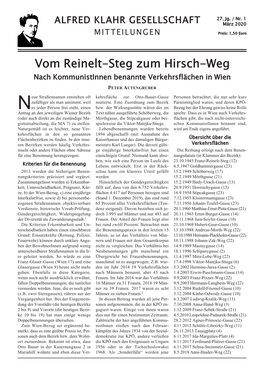 Mitteilungen Der Alfred Klahr Gesellschaft, Nr. 1/2020, Als Pdf-Datei