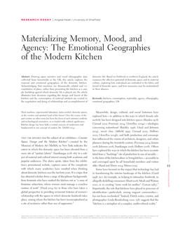 The Emotional Geographies of the Modern Kitchen