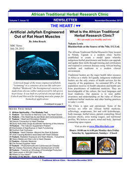 African Traditional Herbal Research Clinic the HEART / Artificial Jellyfish Engineered out of Rat Heart Muscles