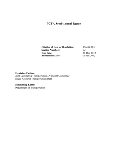 NCTA Semi-Annual Report