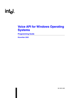 Voice API for Windows Operating Systems Programming Guide