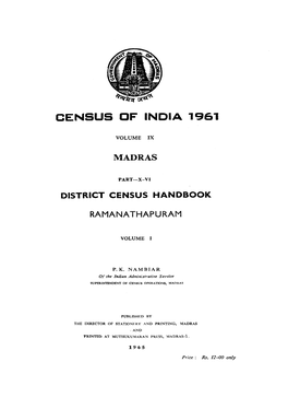 Madras- District Census Handbook, Ramanathapuram, Part-X-VI, Vol-I