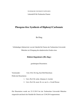 Phosgene-Free Synthesis of Diphenyl Carbonate