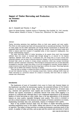 Impact of Timber Harvesting and Production on Streams: a Review