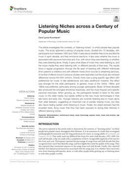 Listening Niches Across a Century of Popular Music