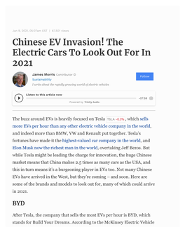 Chinese EV Invasion! the Electric Cars to Look out for in 2021