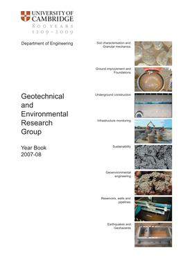 Geotechnical and Environmental Research Group Has Prepared a Short Description of Their Activities During 2007-08