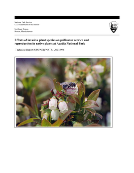 Effects of Invasive Plant Species on Pollinator Service and Reproduction in Native Plants at Acadia National Park
