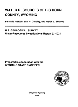 Water Resources of Big Horn County, Wyoming