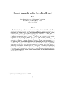 Dynamic Indexability and the Optimality of B-Trees∗