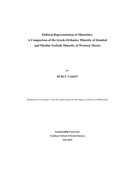 A Comparison of the Greek-Orthodox Minority of Istanbul and Muslim-Turkish Minority of Western Thrace