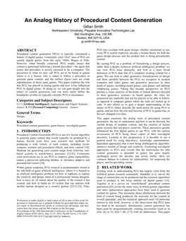 An Analog History of Procedural Content Generation