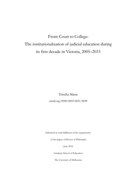 From Court to College: the Institutionalisation of Judicial Education During Its First Decade in Victoria, 2005–2015