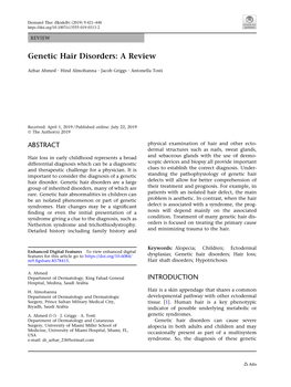 Genetic Hair Disorders: a Review