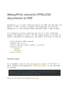 Weasyprint Converts HTML/CSS Documents to PDF