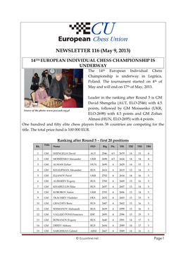 NEWSLETTER 116 (May 9, 2013)