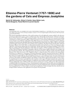 Etienne-Pierre Ventenat (1757-1808) and the Gardens of Cels and Empress Joséphine