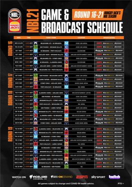 Game & Broadcast Schedule