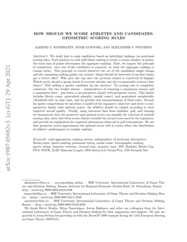 Arxiv:1907.05082V3 [Cs.GT] 29 Apr 2021