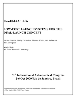 Low-Cost Launch Systems for the Dual-Launch Concept