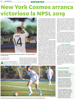New York Cosmos Arranca Victorioso La NPSL 2019
