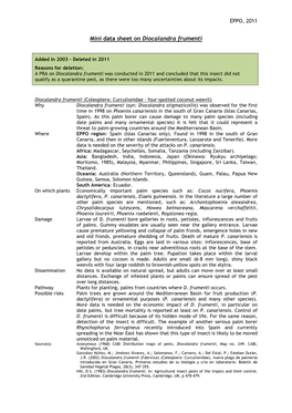 Mini Data Sheet on Diocalandra Frumenti