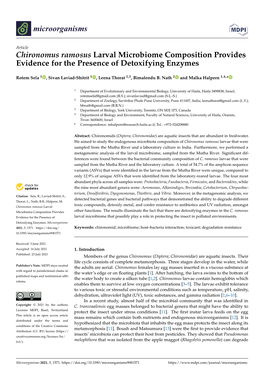 Chironomus Ramosus Larval Microbiome Composition Provides Evidence for the Presence of Detoxifying Enzymes