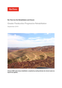 Greater Paraburdoo Progressive Rehabilitation September 2019