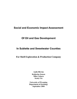 Social and Economic Impact Assessment of Oil and Gas