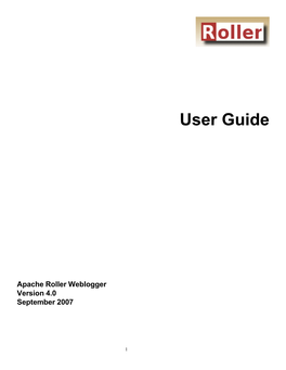 User Guide Apache Roller Weblogger Version 4.0