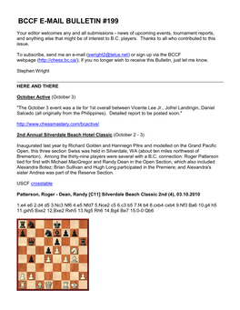 Bccf E-Mail Bulletin #199