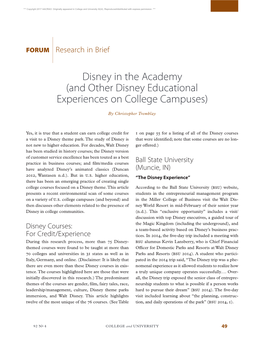 Disney in the Academy (And Other Disney Educational Experiences on College Campuses)