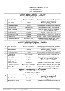 Do Nr 54/2015 Wójta Gminy Z Dnia 5 2015 R. Obwodowa Komisja