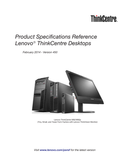 Product Specifications Reference Lenovo Thinkcentre Desktops