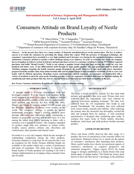 Consumers Attitude on Brand Loyalty of Nestle Products [1] P