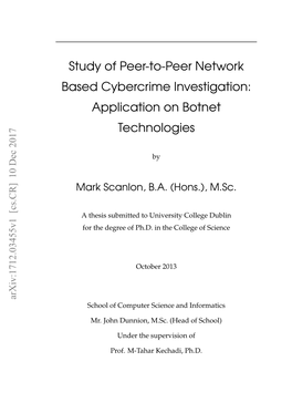 Study of Peer-To-Peer Network Based Cybercrime Investigation: Application on Botnet Technologies