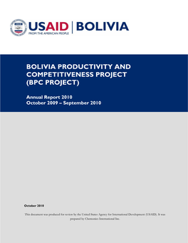 Bolivia Productivity and Competitiveness Project