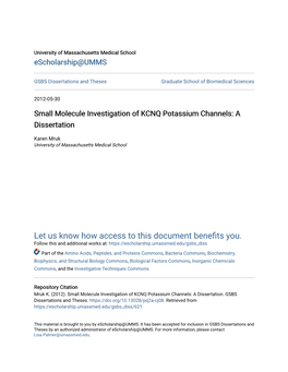 Small Molecule Investigation of KCNQ Potassium Channels: a Dissertation