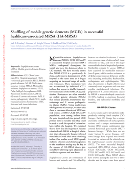 Shuffling of Mobile Genetic Elements (Mges) in Successful Healthcare-Associated MRSA (HA-MRSA)