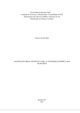 (Unb) Faculdade De Economia, Administração E Contabilidade (FACE) Departamento De Ciências Contábeis E Atuariais (CCA) Bacharelado Em Ciências Contábeis