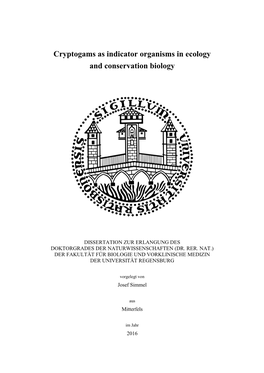 Cryptogams As Indicator Organisms in Ecology and Conservation Biology