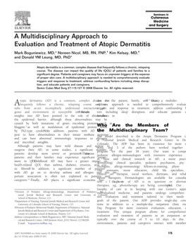 A Multidisciplinary Approach to Evaluation and Treatment of Atopic