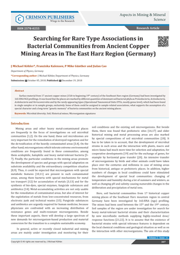 Searching for Rare Type Associations in Bacterial Communities from Ancient Copper Mining Areas in the East Harz Region (Germany)