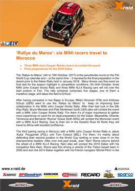Rallye Du Maroc’: Six MINI Racers Travel to Morocco