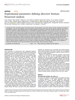 Experimental Parameters Defining Ultra-Low Biomass Bioaerosol Analysis