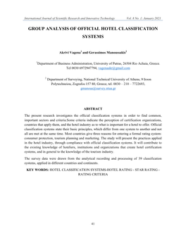 Group Analysis of Official Hotel Classification Systems