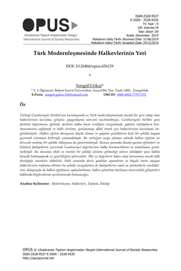 Türk Modernleşmesinde Halkevlerinin Yeri